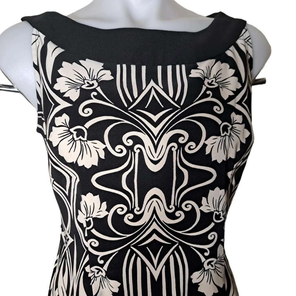 Connected Apparel Pencil Cream & Black Women's Sleeveless Dress 10 - Picture 4 of 14
